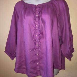 RALPH LAUREN lilac LINEN BLOUSE 3X